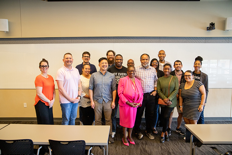 Dr. Linda Tillman with a group of SoE students, researchers and faculty members.